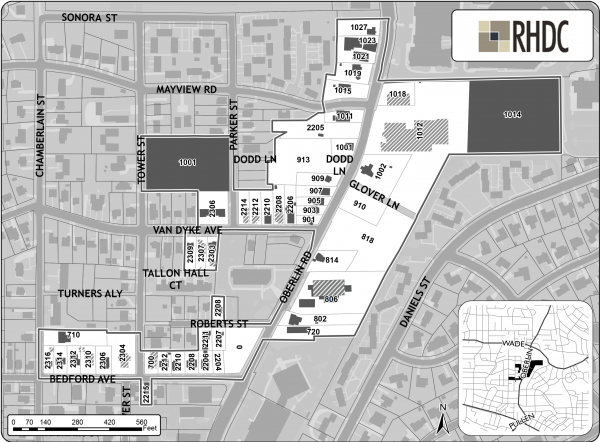 An area map of Oberlin Village.